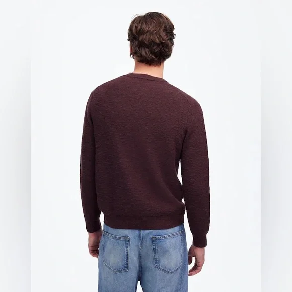 NWOT Madewell Men's Waffle-Knit Crewneck Sweater - Burgundy Brown Raisin Medium
